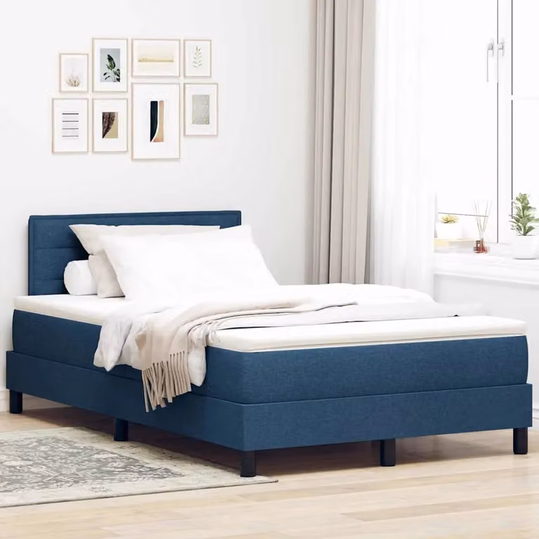 Letto ibrido con testiera in tessuto blu vidaXL L/P: 120 x 200 cm
