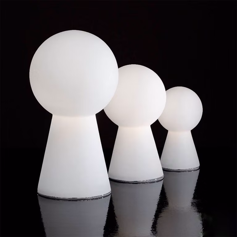 Birillo lampada da tavolo in vetro soffiato a mano 55cm bianco