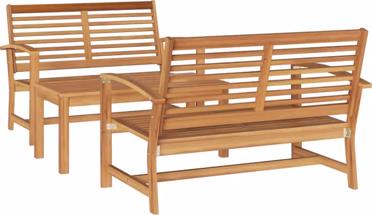 Set Divano da Giardino 3 pcs Naturale Legno di teak solido