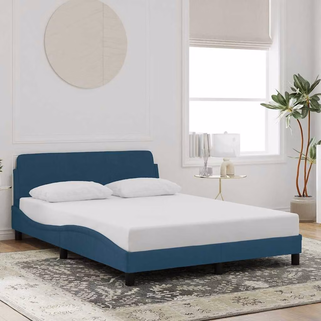 Giroletto con Testiera Dover vidaXL in Velluto Blu, L/P/H: 120 x 200 x 125 cm