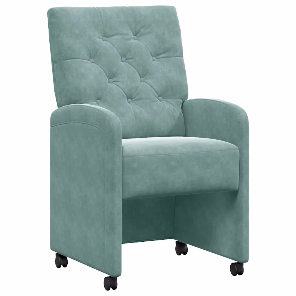 Set di 2 sedie da pranzo vidaXL in velluto verde con ruote, L: 58 cm, P: 67 cm, H: 97 cm – 2