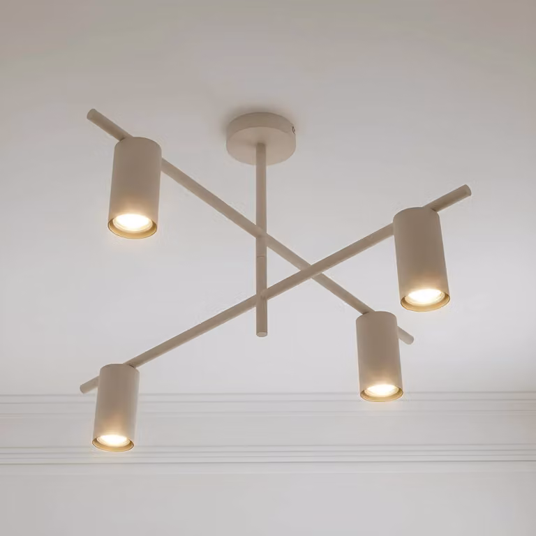 Plafoniera soffitto Marilou Lindby, dimmerabile, Crema / Ambra, Soggiorno / Sala da pranzo, Metallo, Moderno, Plafoniera