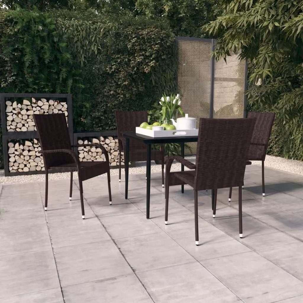 Maison Exclusive - Set da pranzo da giardino a 5 pezzi, marrone e nero