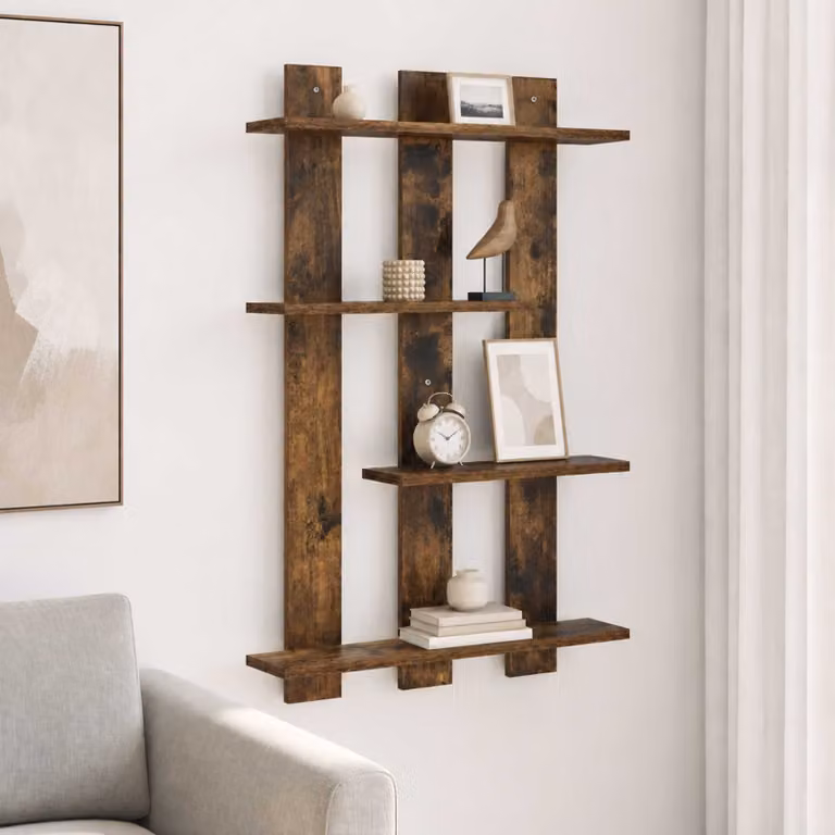 Scaffale da parete moderno vidaXL in rovere color marrone L: 61 cm, P: 13,5 cm, H: 88 cm