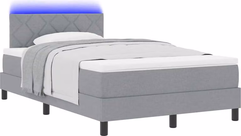 Letto a molle con materasso Grigio chiaro 120 x 200 cm Tessuto