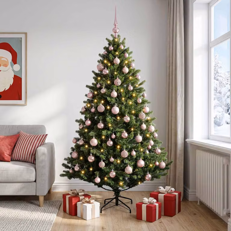 vidaXL Albero di Natale Artificiale con Palline 240 cm 300 LED