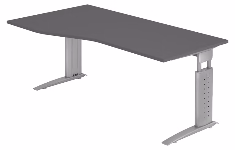 Scrivania bümö Serie U - Struttura: grigio argento, finitura: grafite, dimensioni: 180 x 100 cm