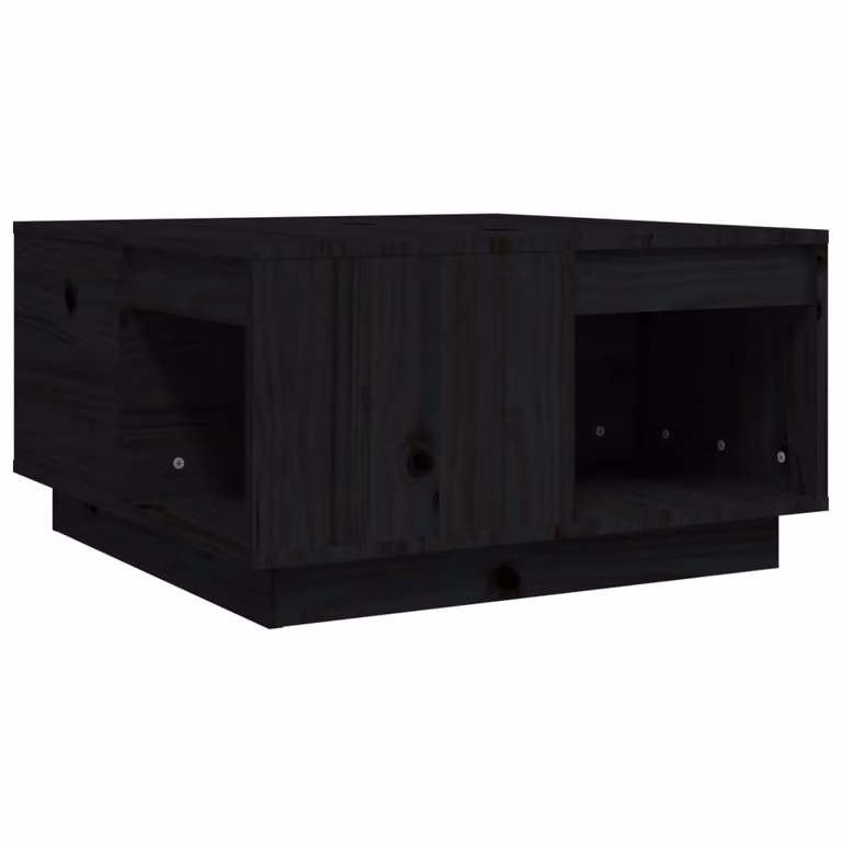 Tavolino da Salotto Nero 60x61x32,5 cm Legno Massello di Pino