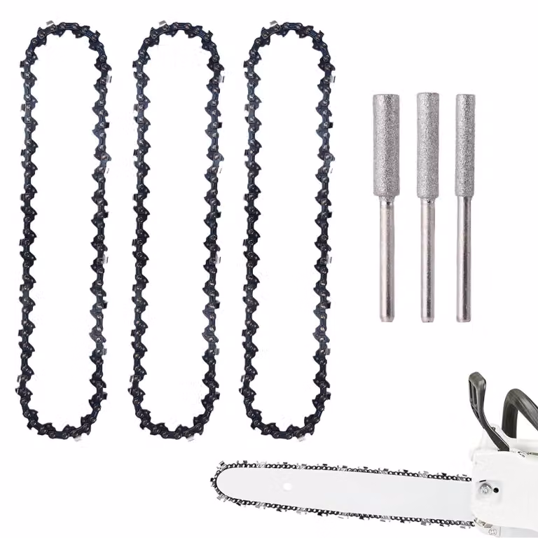 Catena per motosega, 25 cm, confezione da 3 pezzi, passo 3/8 pollici LP, 40 maglie di guida, spessore 1,1 mm