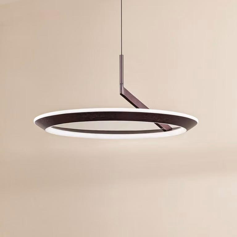 Lucande Lampada LED a sospensione Eldra, marrone caffè, Ø 55 cm, CCT Eldra Lucande, dimmerabile, Marrone / Ruggine, Soggiorno / Sala da pranzo, Metallo, Moderno