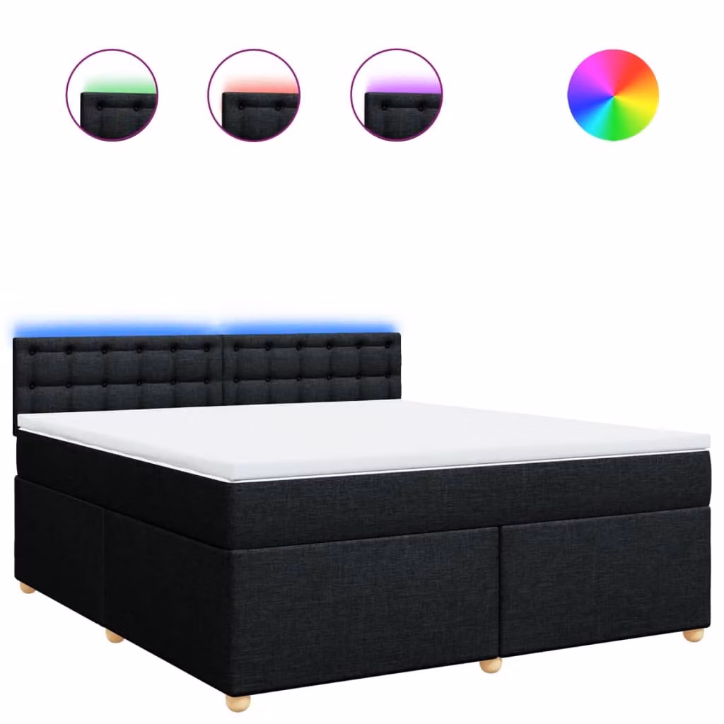 Giroletto a Molle con Materasso Nero 180x200 cm in Tessuto