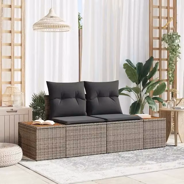 Divano da giardino-Sofa da Giardino-Divano da esterno Grigio 184 x 62 x 85cm polyrattan 141744