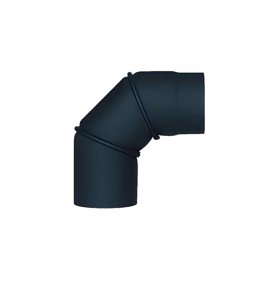 Gomito 90° in Acciaio Nero Resistente - D. 15 cm - Tubo per Stufe