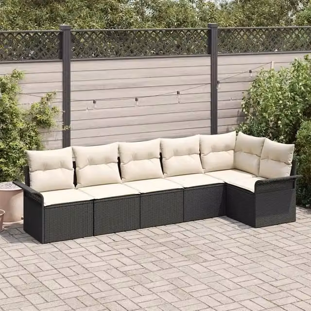 Set Divano da Giardino 6 pz Nero polyrattan 3354046