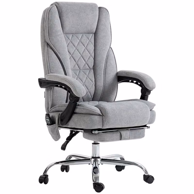 Sedia da ufficio ergonomica girevole a 360 gradi con poggiatesta e anello portapiedi, colore grigio, L: 72 cm, P: 67 cm, H: 111-119 cm – 2