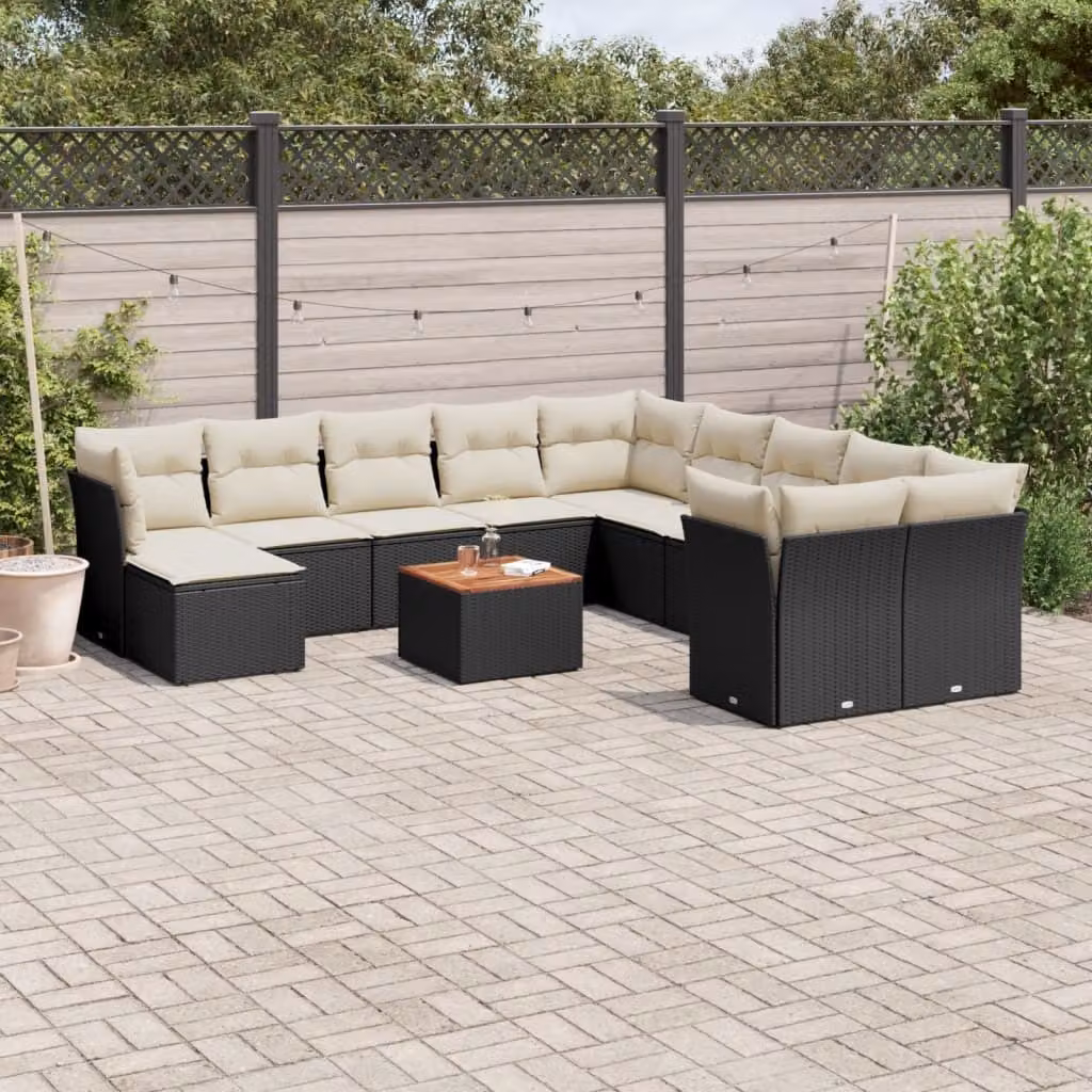 Maison Exclusive - Set Divani da Giardino 12 pz con Cuscini Nero in Polyrattan