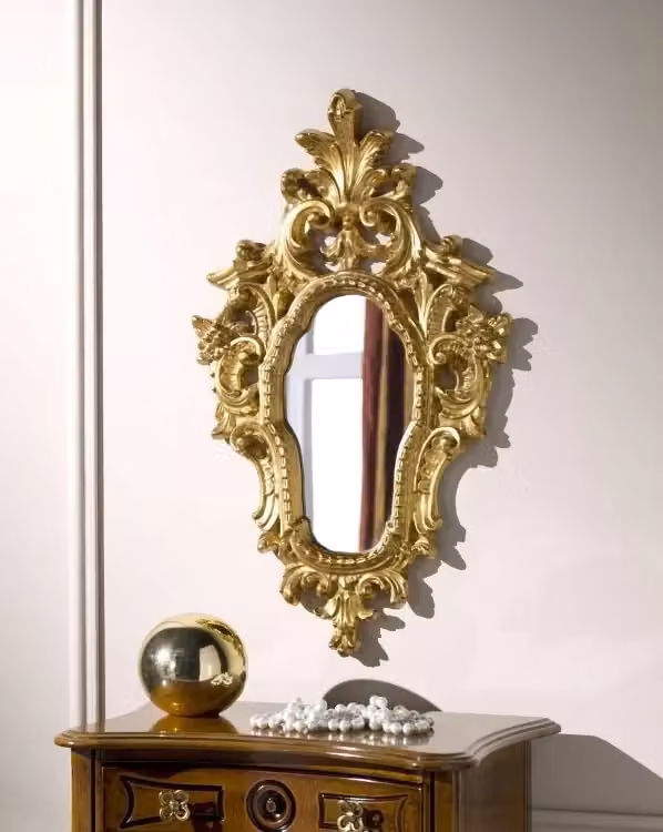 Specchiera sagomata e traforata in foglia oro Mobili 2G L: 39 cm, H: 64 cm, P: 3 cm – 2
