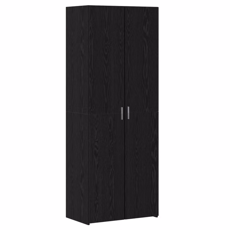 Set di 2 credenze moderne vidaXL in rovere nero con ante a battente, L: 70 cm, P: 42,5 cm, H: 185 cm