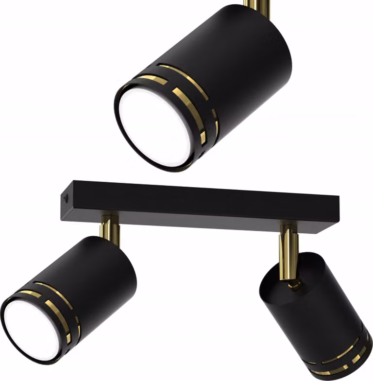 Lampada Da Soffitto Nera E Oro Con Led Mobile Gu10 - Lampada A Riflettore Polacca
