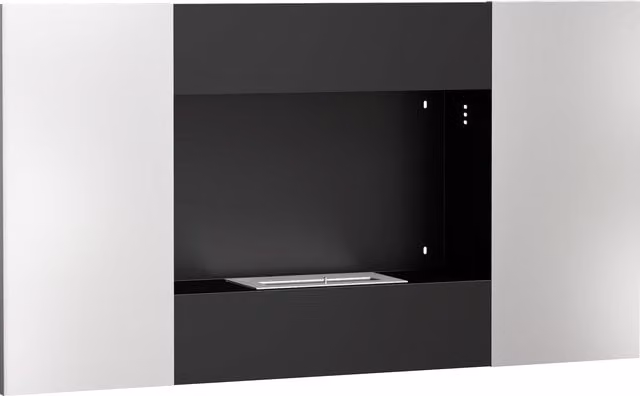 Camino a Bioetanolo da Parete HOMCOM in Acciaio Inox e Vetro, Nero e Argento, L 100 x H 54 x P 15 cm