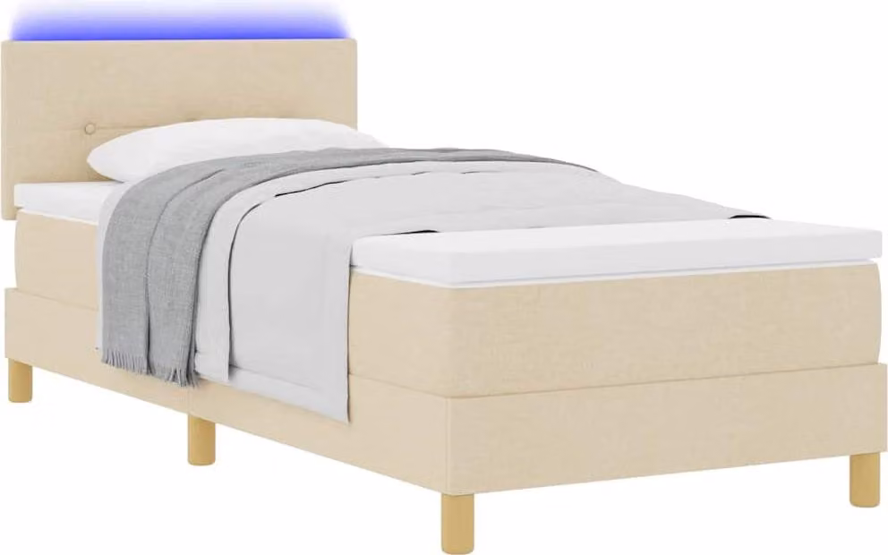 SYFAX™ Letto a Sorgente LED con materasso Crema 100 x 200 cm Tessuto