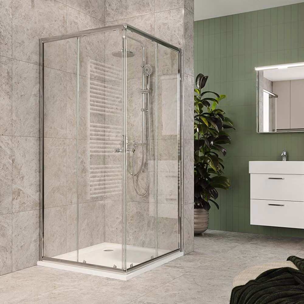 Mereo Cabina doccia, Kora Lite, quadrata, a scomparsa, 90x90 cm, cromo ALU, vetro trasparente - CK34123Z