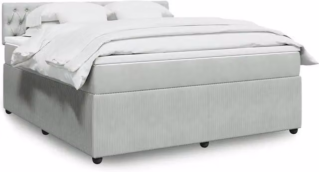 Letto con Giroletto a Molle e Materasso Ibrido vidaXL in Velluto Grigio e Bianco L 180 cm x P 200 cm