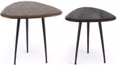 Set di tavolini nidi MAYO Bizzotto in rattan marrone con piano rotondo e design moderno