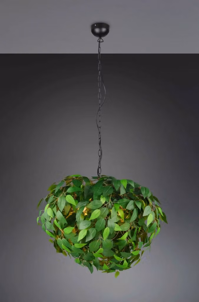 Lampada a sospensione Leavy Trio Lighting in metallo e plastica, verde e nera, D 70 cm – 2