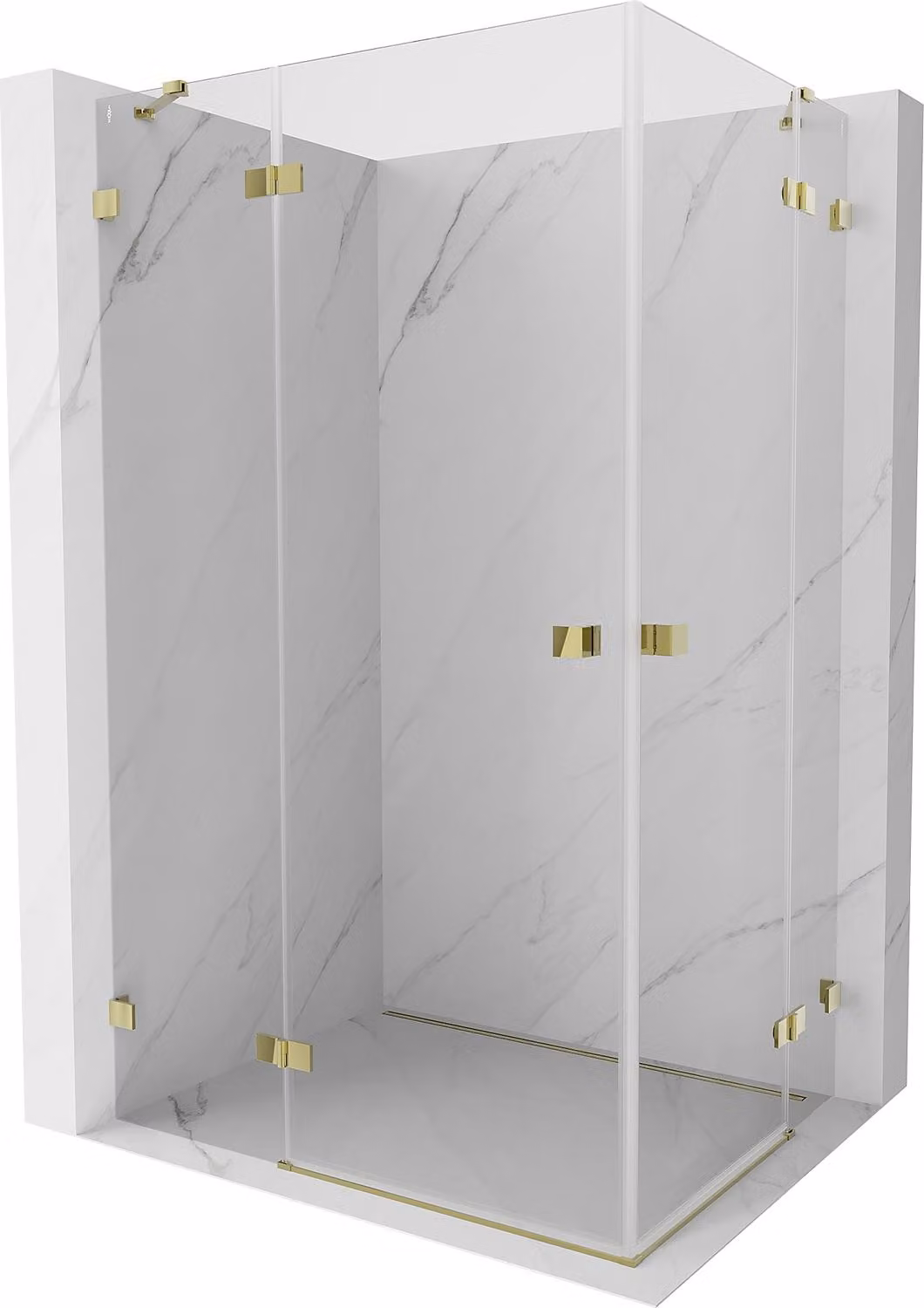 Mexen Lunar Duo cabina doccia a battente sinistra 100 x 70 cm, trasparente, oro - 834-100L-070P-50-00