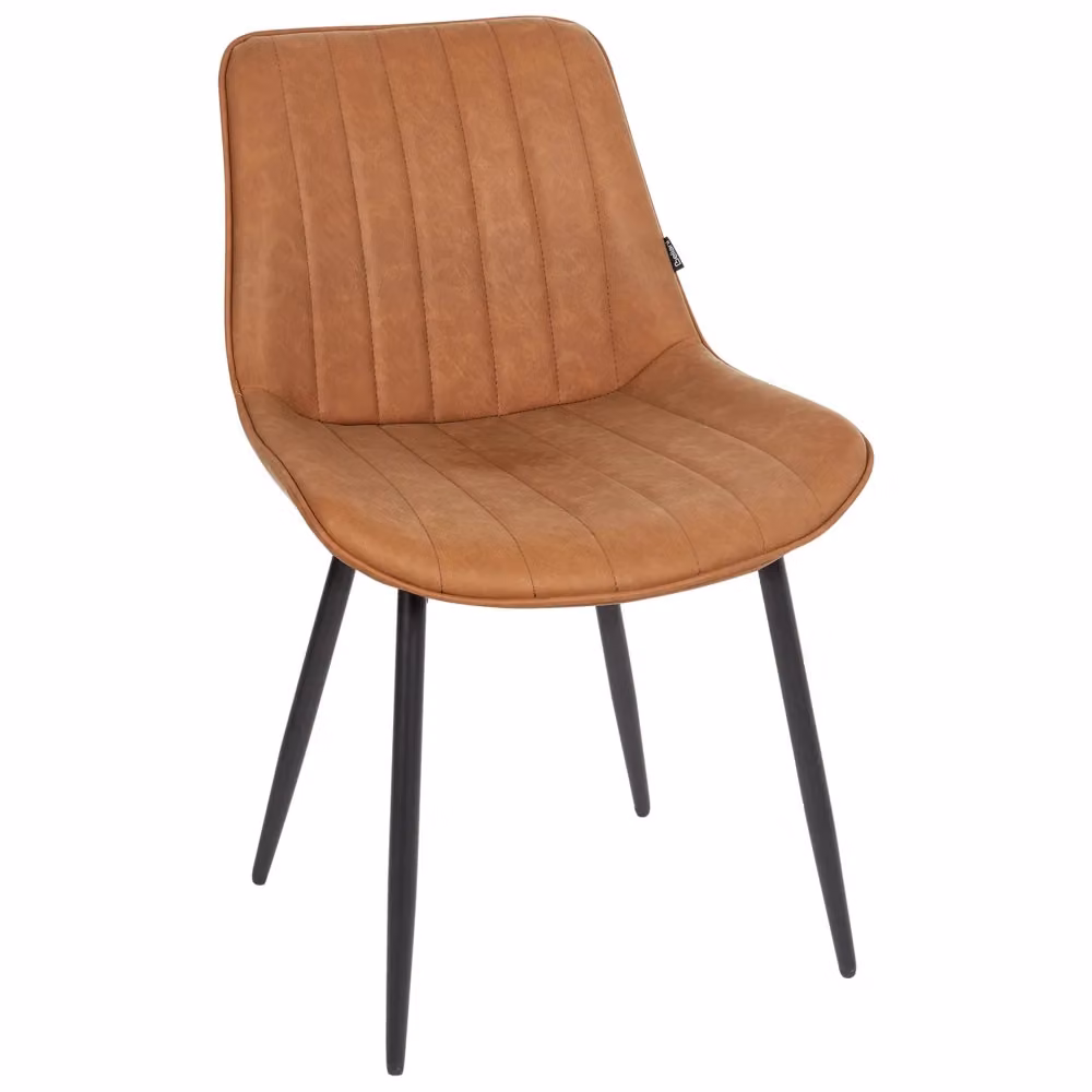 Set di 2 sedie da pranzo BELIANI in ecopelle marrone con gambe in metallo nero per soggiorno e cucina – 2
