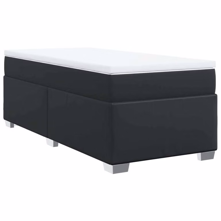 Giroletto a Molle con Materasso Nero 90x200 cm in Pelle finta
