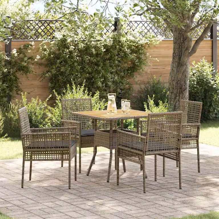 Maison Exclusive - Set da Pranzo per Giardino 5 pcs Grigio polyrattan