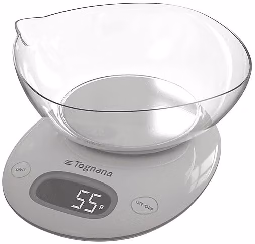 Bilancia Digitale da Cucina Tognana Iridea, Capacità 5 kg, Display LCD e Tasti Touch, Grigio