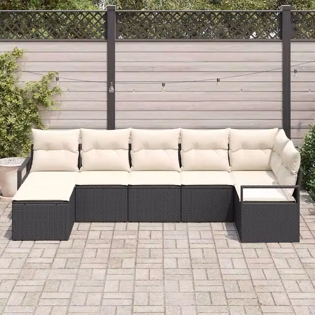 Set di divani 7 pz Nero polyrattan 3346467