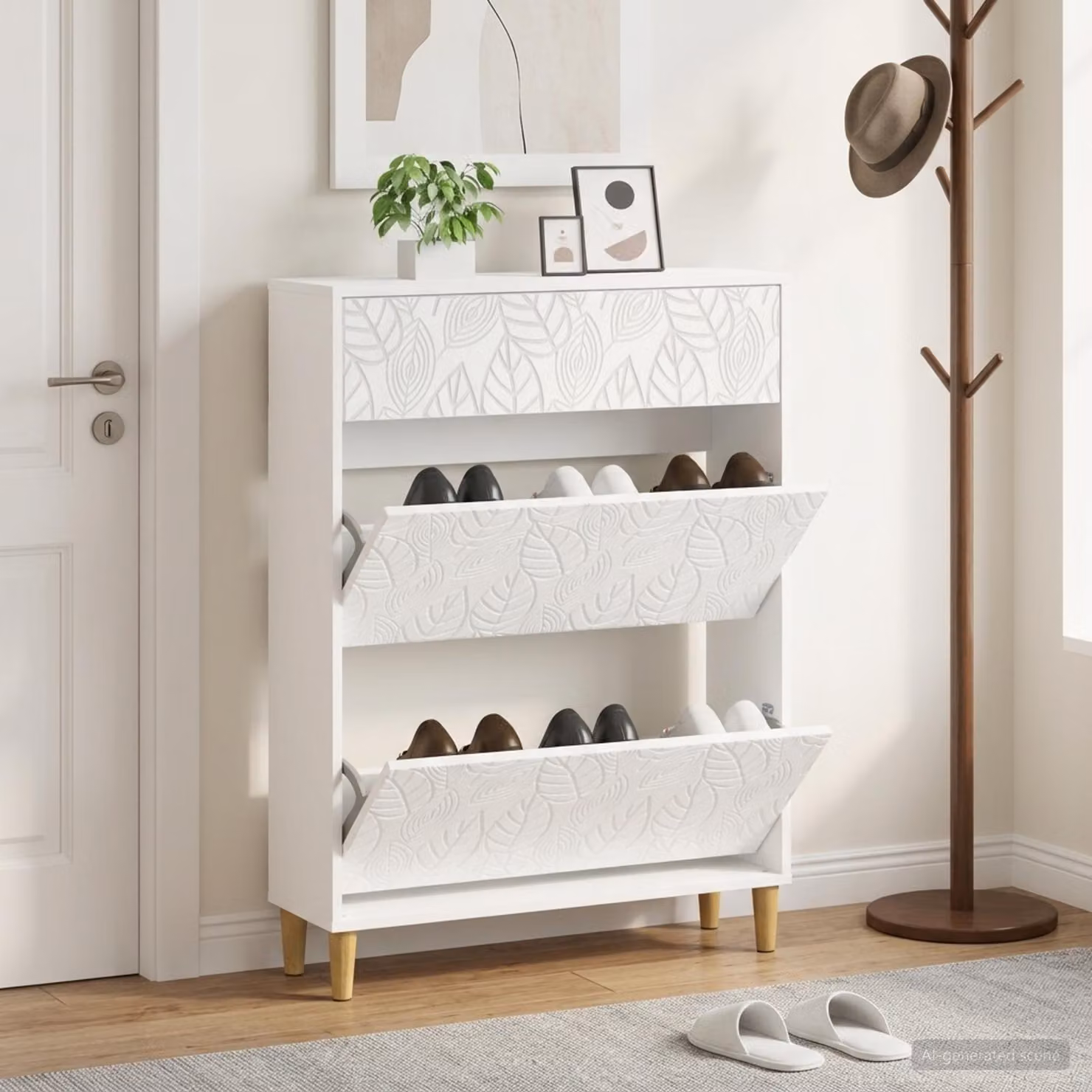 Mobile porta scarpe DELFT vidaXL bianco in MDF con ante a ribalta L 78 x P 24 x H 103 cm