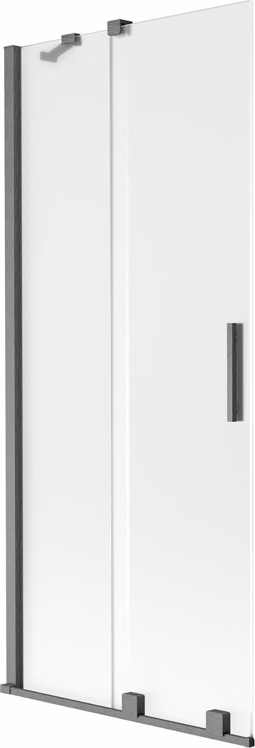 Mexen Velar paravento da bagno a 2 ante scorrevoli 80 x 150 cm, ghiacciato, grigio canna di fucile spazzolato