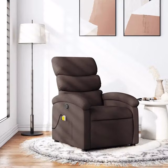 Poltrona Relax Reclinabile vidaXL in Tessuto Marrone con Braccioli e Reclinazione Manuale – 1