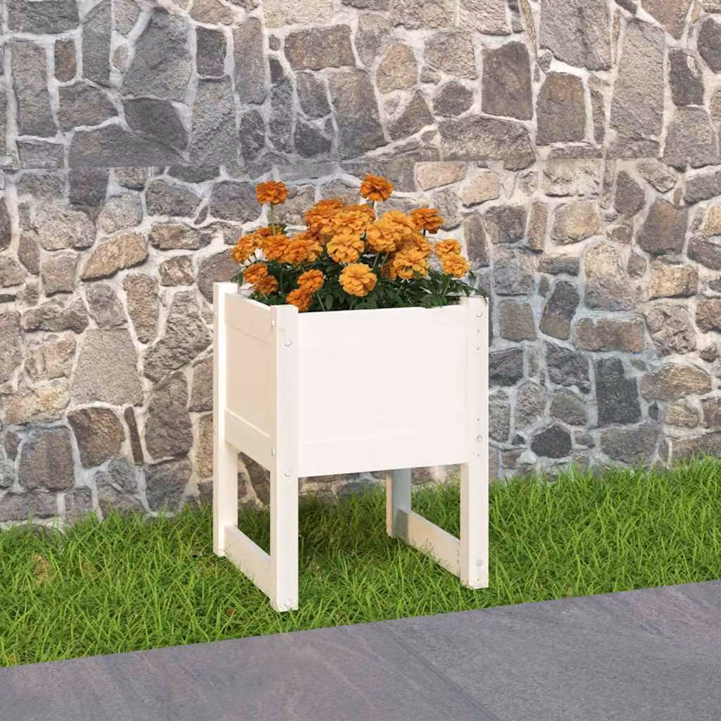 Fioriera bianca vidaXL in legno di pino per giardino ornamentale L/P/H: 40 x 40 x 52,5 cm