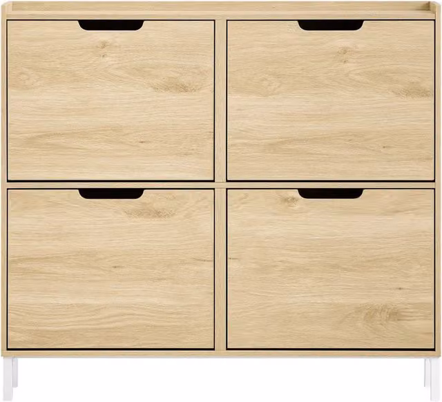 Scarpiera da ingresso salvaspazio SOBUY beige con ante a ribalta e design moderno L: 100 cm, P: 19 cm, H: 90 cm