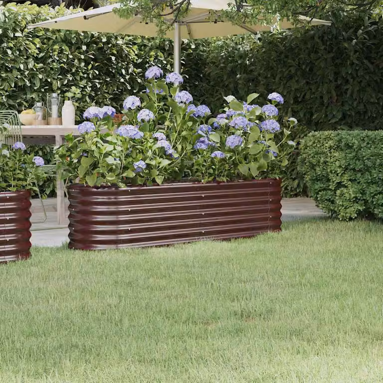 Letto rialzato da giardino vidaXL in acciaio zincato marrone L: 152 cm, P: 40 cm, H: 36 cm