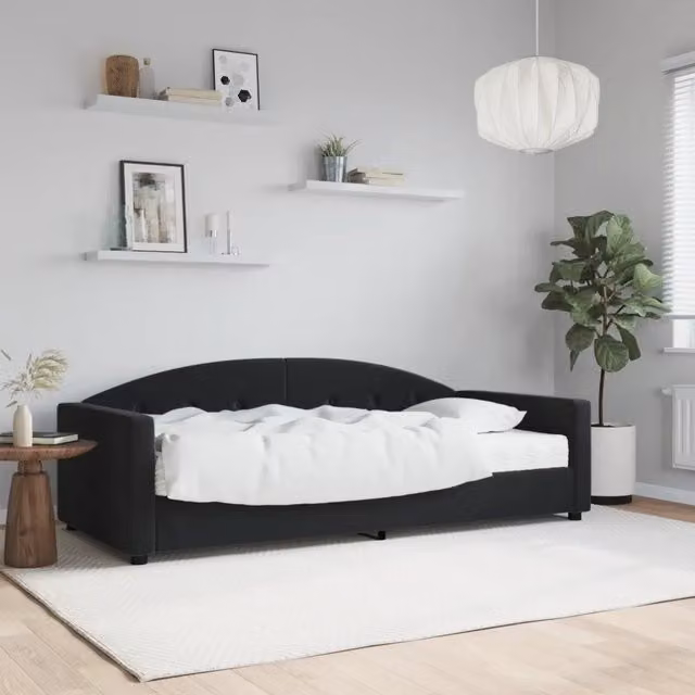 Divano Letto con Materasso Nero 90x200 cm in Velluto 3197281