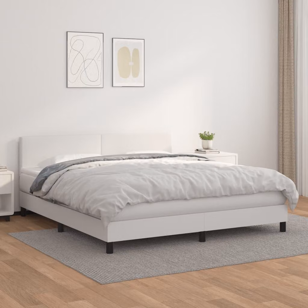 Maison Exclusive - Giroletto a Molle con Materasso Bianco 180x200 cm in Pelle finta