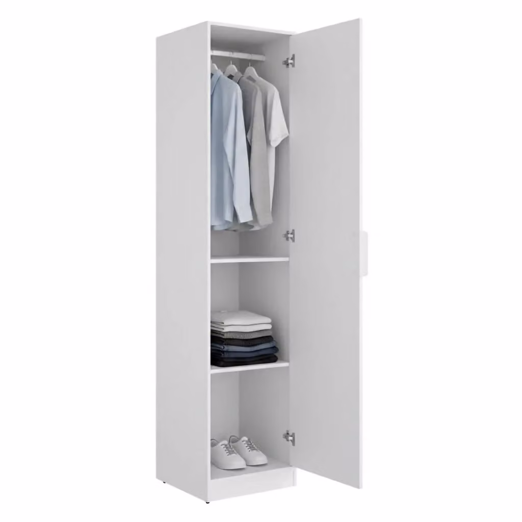 Guardaroba DMORA Calvert con anta e cassetti integrati, Bianco opaco – 2
