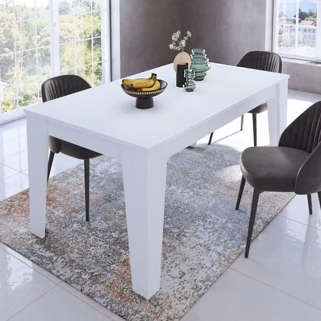 Tavolo allungabile Sassetta DMORA bianco moderno per cucina e soggiorno L: 220 cm, P: 88 cm, H: 78 cm – 1