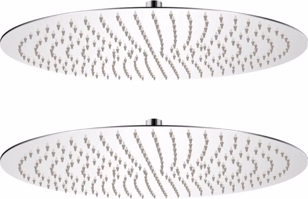 The Living Store Soffioni doccia a pioggia 2 pz. Acciaio inox Ø 50 cm