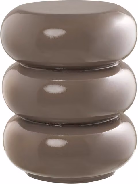 Tavolino rotondo Vikasa Home in fibra di vetro marrone tortora, Diametro: 35,5 cm