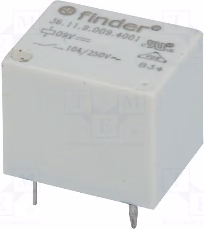 1x Relè: elettromagnetico, 10A/250VAC. Bobina: 9VDC, 15A. Codice: 36.11.9.009.4011. Elettrico