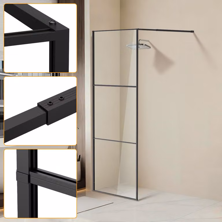 Jayseuw cabina doccia 80X200cm schermo doccia per doccia walk-in ESG vetro di sicurezza 5mm nero