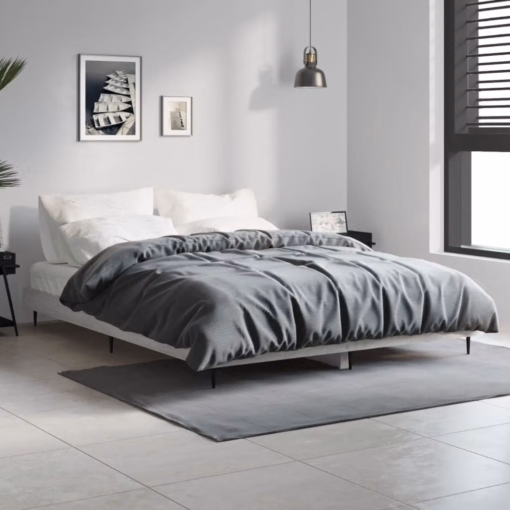 Giroletto vidaXL in legno multistrato e metallo, colore grigio Sonoma, L: 138 cm, P: 193 cm